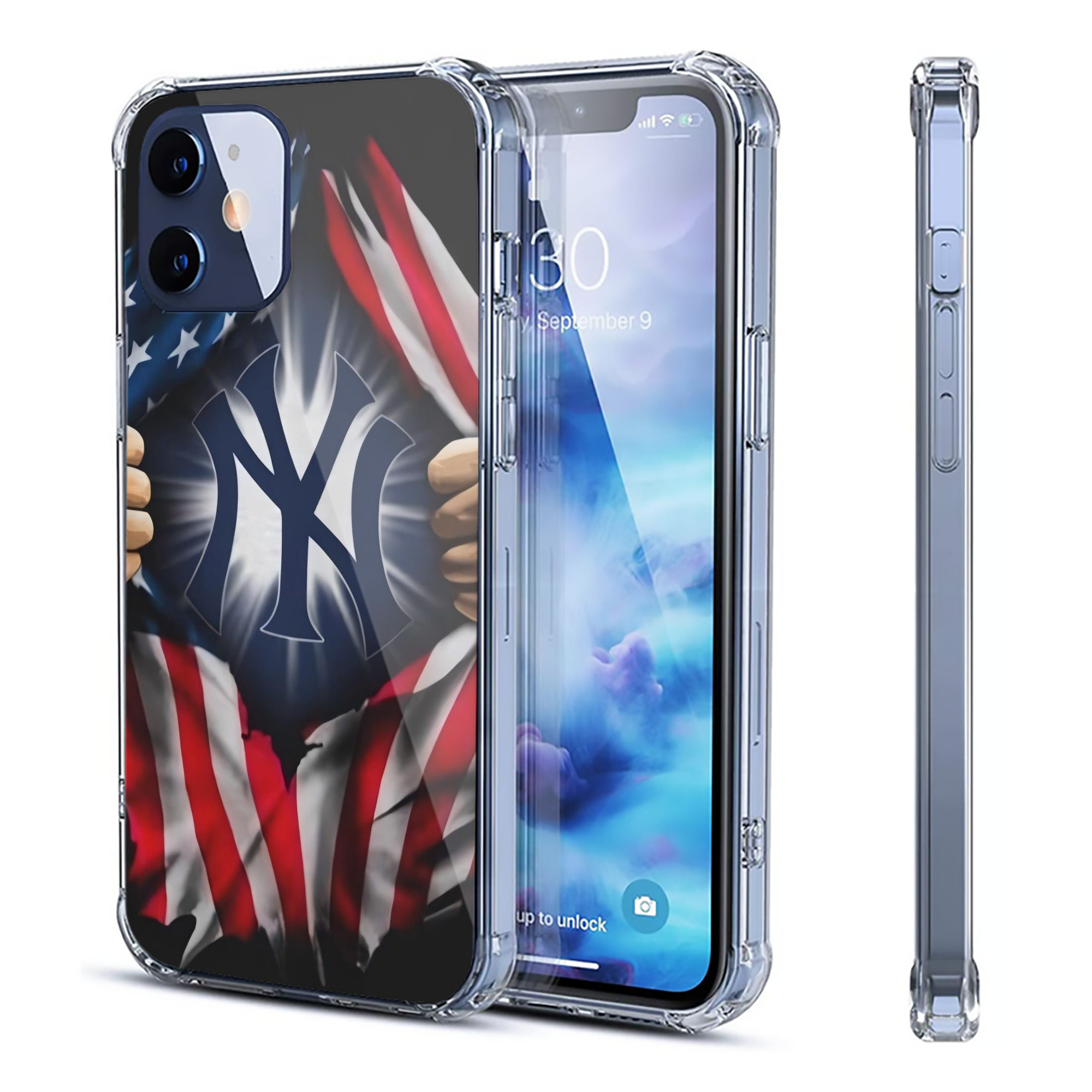 New York Yankees US Flag Yankees Inside Me Clear IPhone 12 Case – Soft TPU With UV Print – Enhanced Drop Protection, Precise Fit, Anti-Fingerprint, Customizable Design, Scratch-Resistant, Yellow-Resistant